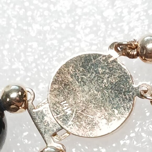 14K Yellow Gold Black Onyx Bead Double Strand Bracelet 8" 41.9g Estate VGUC - Picture 12 of 15